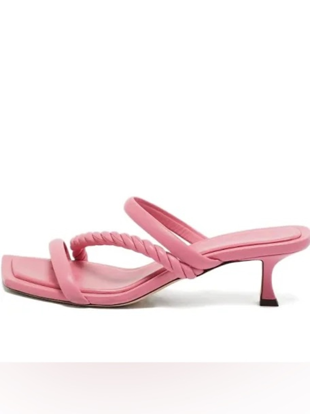 Jimmy Choo Pink Braided Strap Low Block Heel Sandal - new with minor flaws